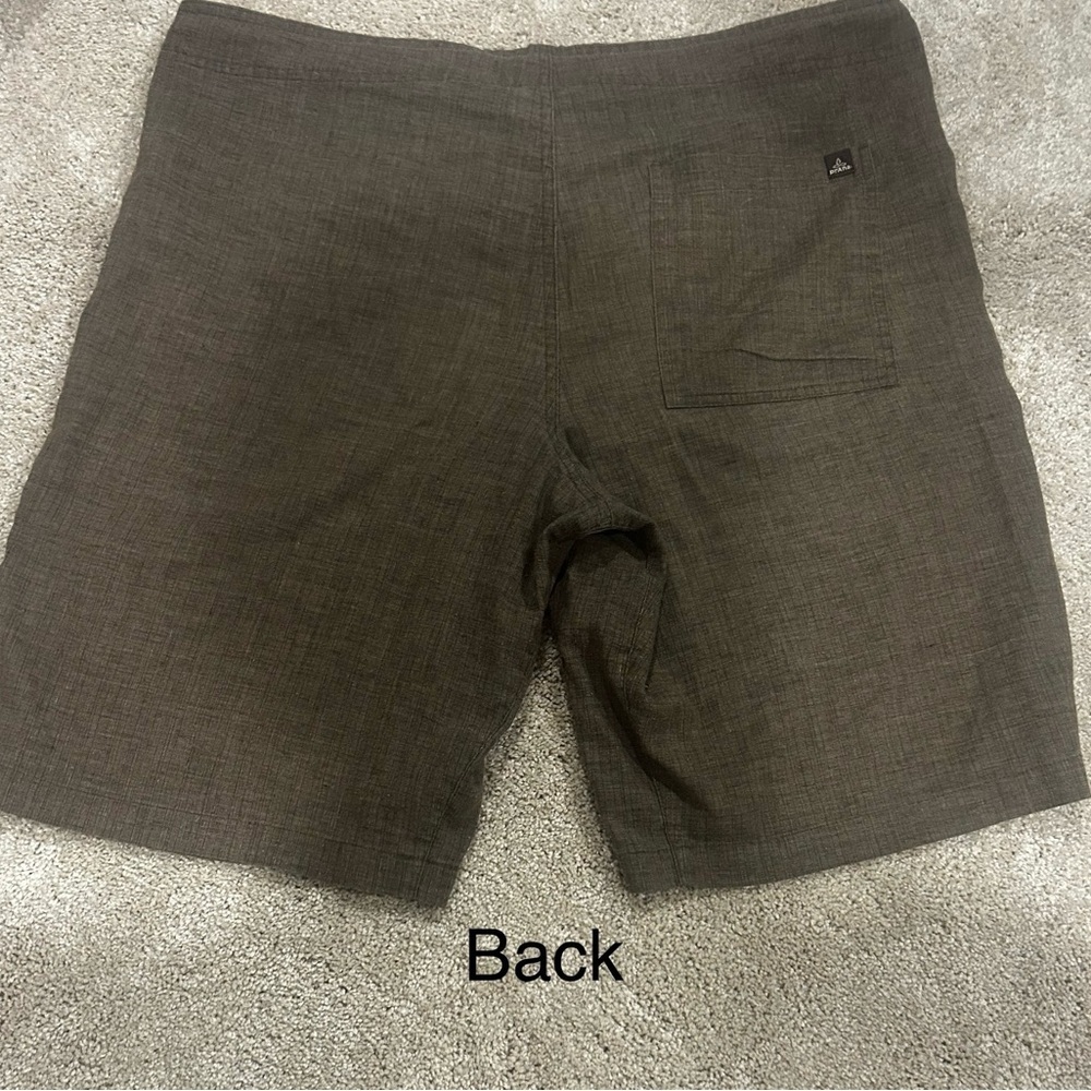 Prana Men’s Brown Flat Front Hemp Cargo Shorts Casual Style Sz. L - Picture 4 of 12
